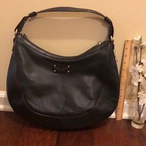 Black leather crescent Kate spade bag